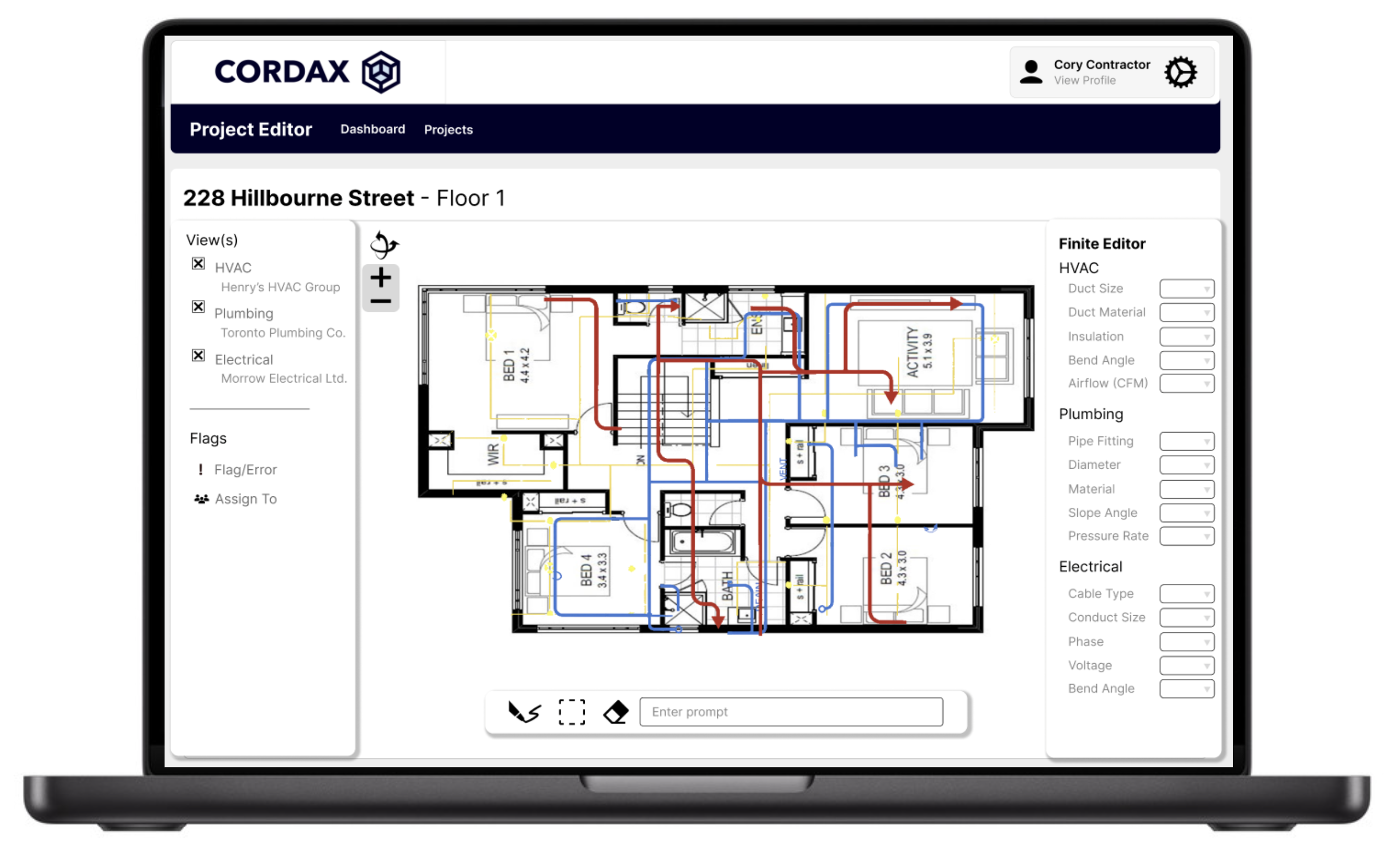 CORDAX Interface on Laptop
